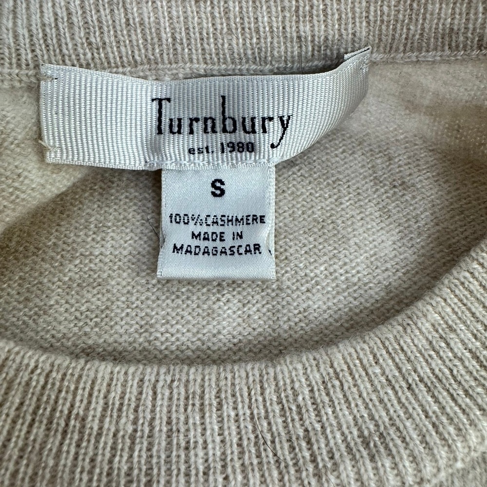 Turnbury Mens Oatmeal Beige 100% Cashmere Crewneck Sweater Size Small - Picture 6 of 8